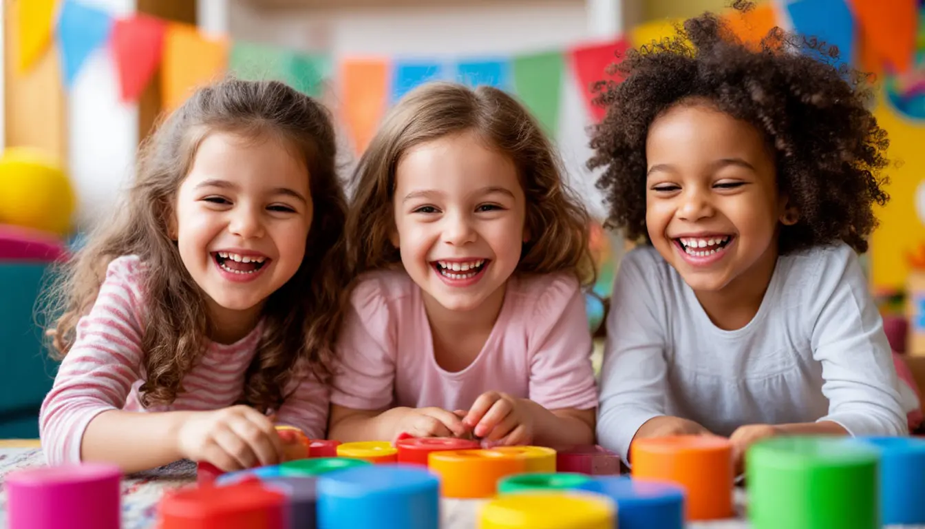 Enfants souriants jouant ensemble