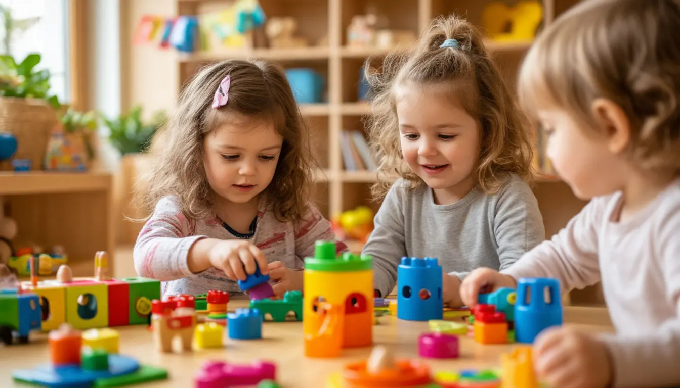 Enfants explorant des activités d'éveil