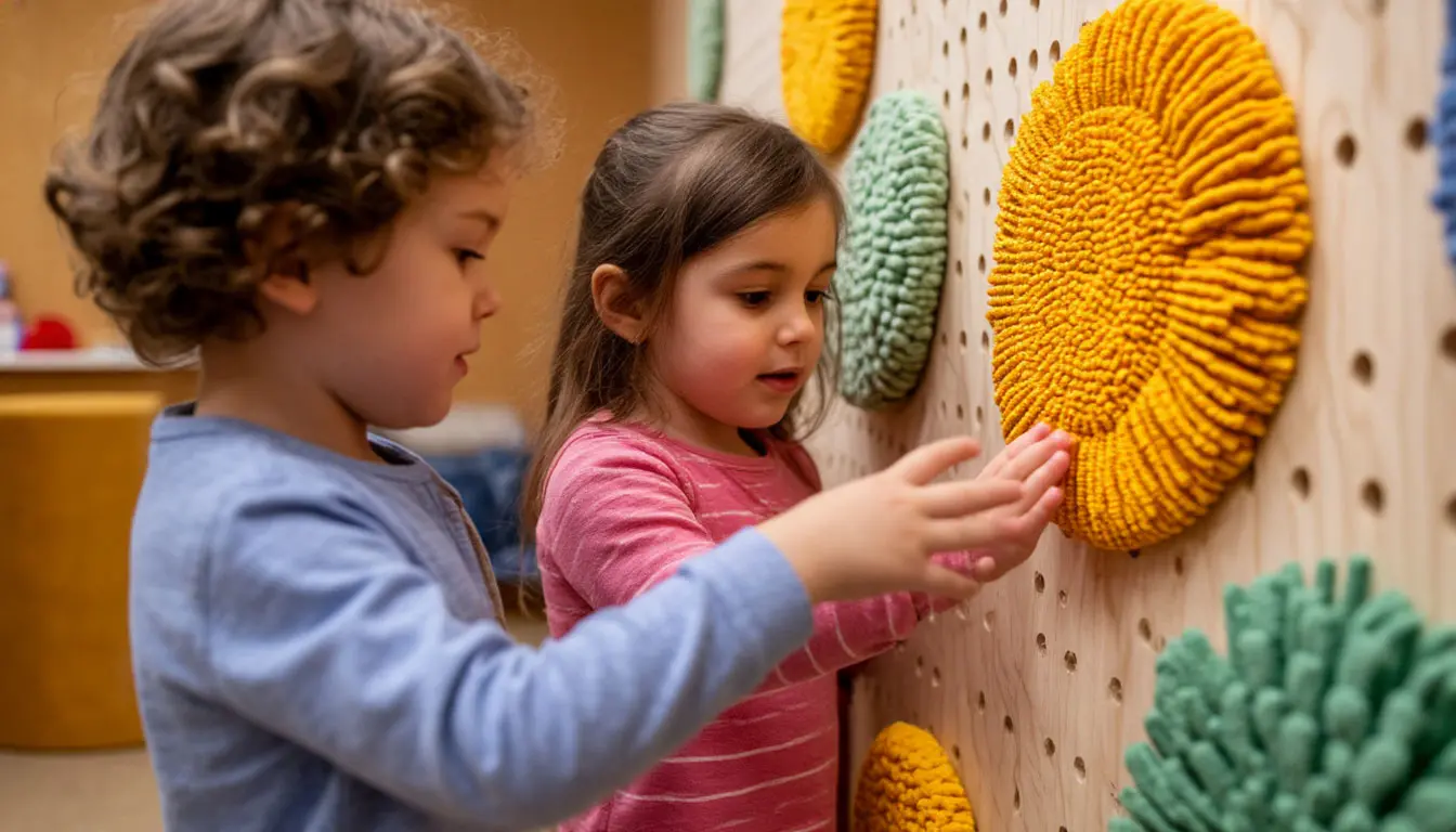 Enfants explorant des textures